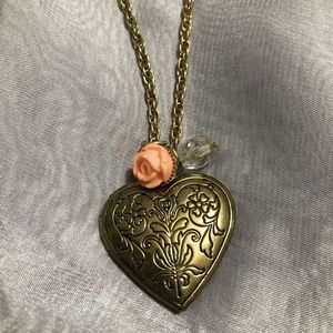 Gold Heart Locket Necklace